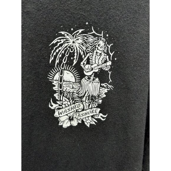 Vtg Retrofit Washed Ashore Skeleton Tropical Halloween Goth Size Large T-Shirt - Picture 4 of 5